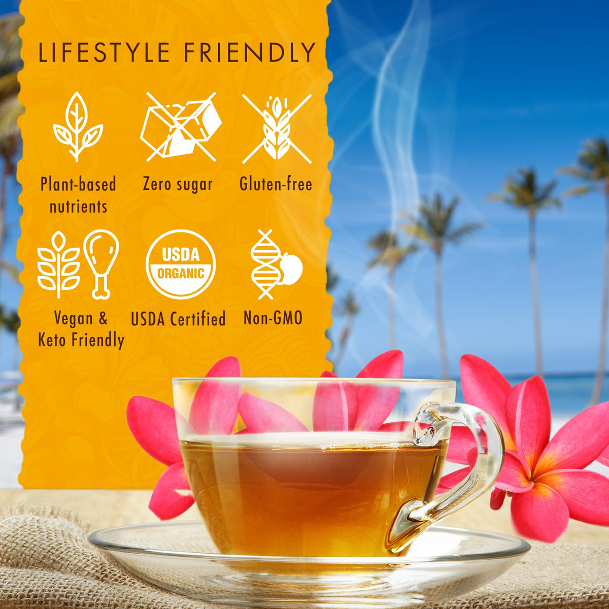 Hawaiian Natural Tea Mango Peach Flavored Organic Tea - Tropical Fruit Green and Black Tea Blend - Perfect Daily Cup & Gift for Special Occasions - 120 Tea Bags