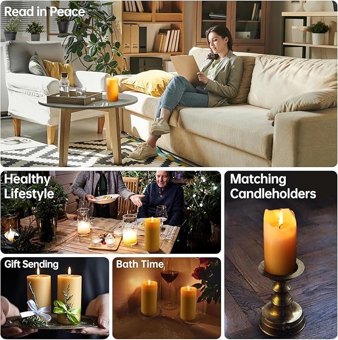 10 Packs Natural Beeswax Candles, 100% Pure Beeswax Pillar Candles for Emergency Prayer Home Decor, Bees Wax Candle for Relax, Smokeless & Dripless [2x4 inch]