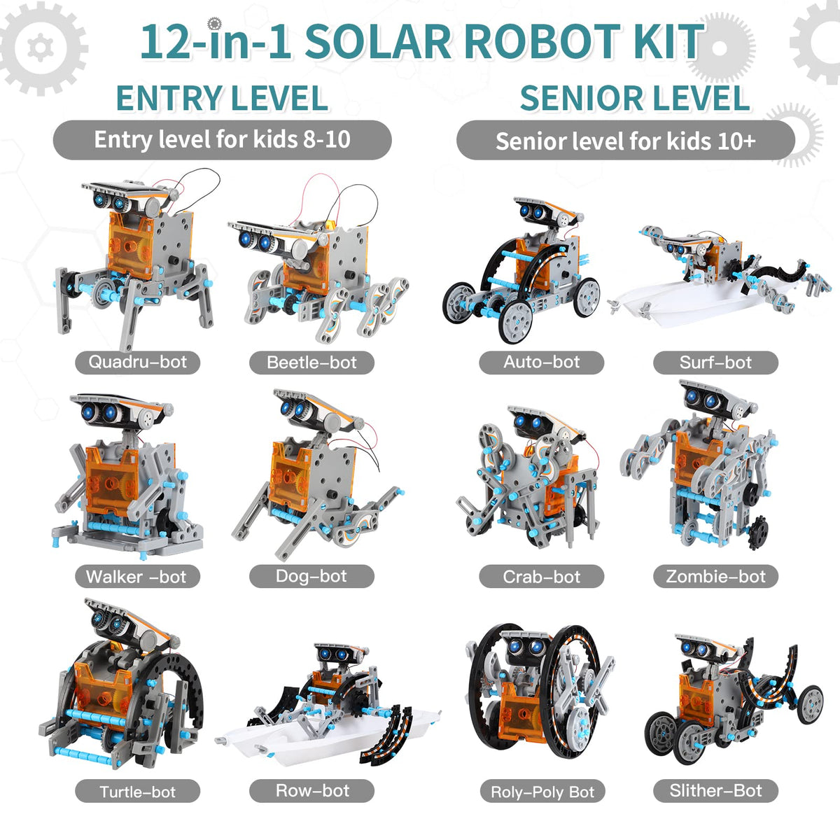 Lucky Doug Solar Power Kits Toys for Boys Ages 8-13, STEM Robot Kit Toys Gifts for Kids 8 9 10 11 12 13 Years, Educational Building Science Experiment Set Birthday for Kids Boys Girls