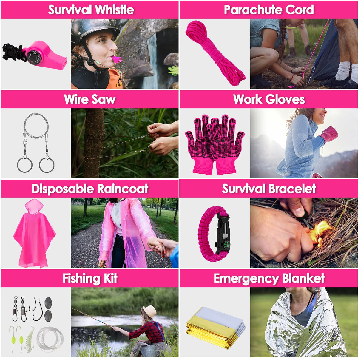 Vioview Emergency Survival Kit and First Aid Kit, Self Defense Kit Safety Kit for Women with Tactical Molle Pouch, Gifts for Women Outdoor Adventure Camping Hiking Hunting