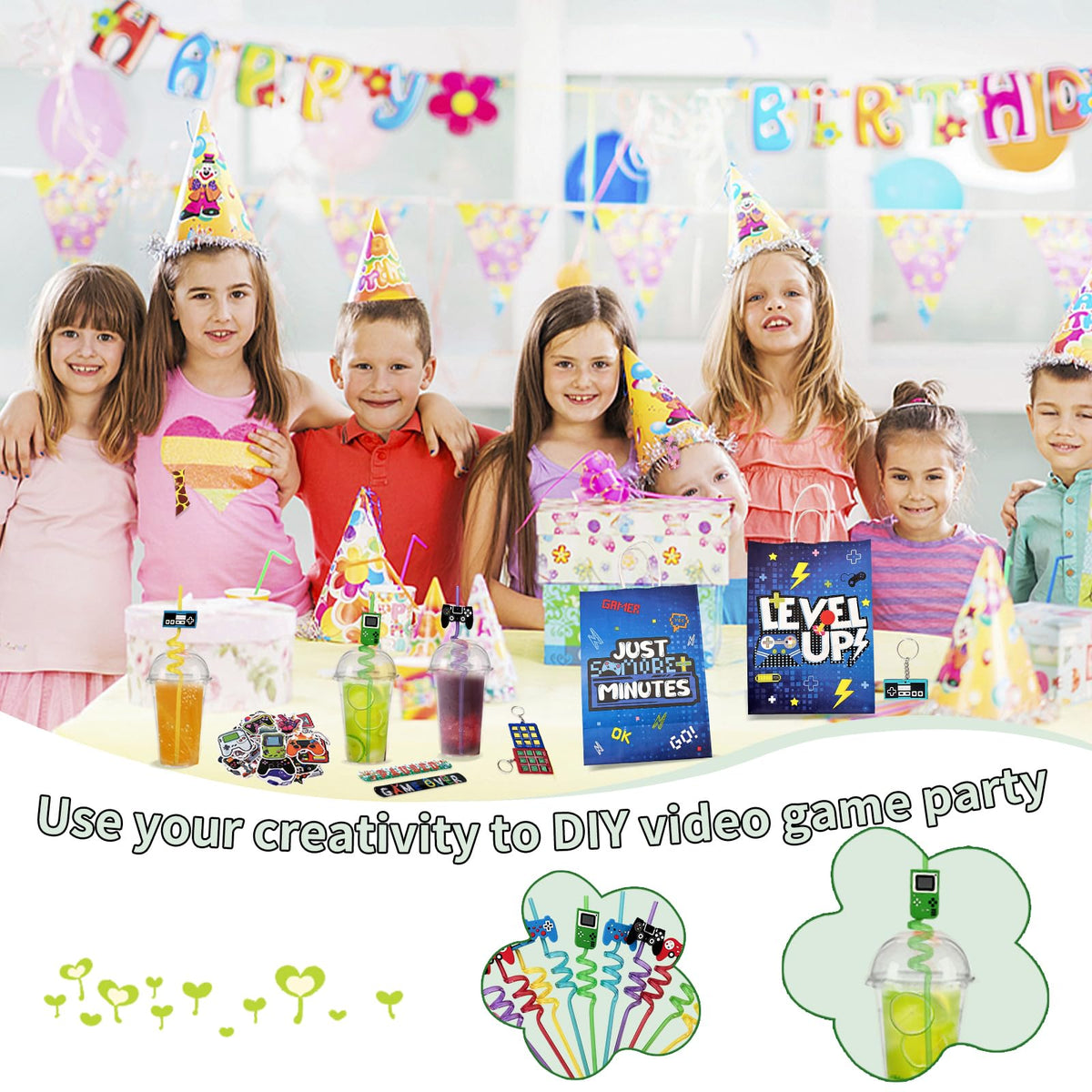 135 Pcs Video Gamer Party Favors,Boys Game Party Supplies,Gamer Birthday Party Favors,Gaming Party Decoration,Boys Gaming Birthday Favors, For Kids Bags On Stuffer Gifts