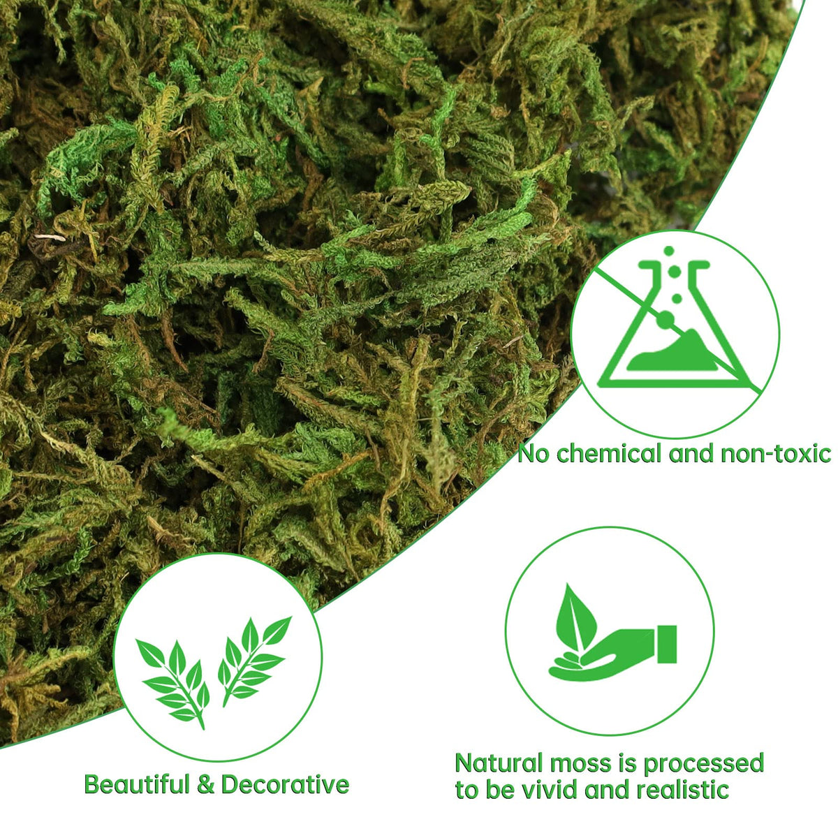 YUNVI 35 OZ Large Capacity Artificial Moss for Potted Plants,Natural Fake Moss Grass for Plants Indoor,Craft and Greenery Bulk for Hamsters(Fresh Green)