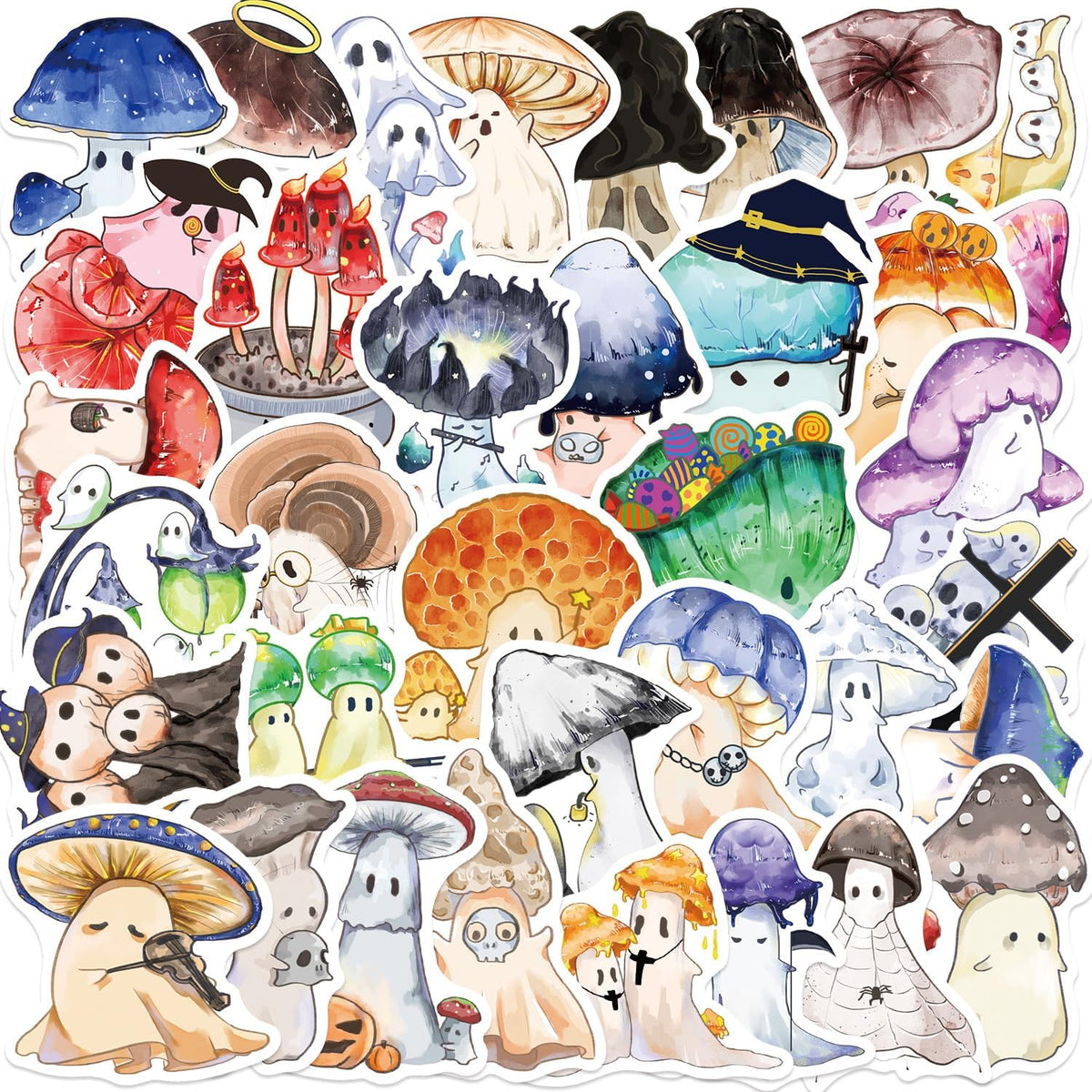 YOXYL 50pcs Cute Mushroom Stickers for Teen, Waterproof Vinyl Decal for Girl Kids Adult Student Water Bottle Laptop