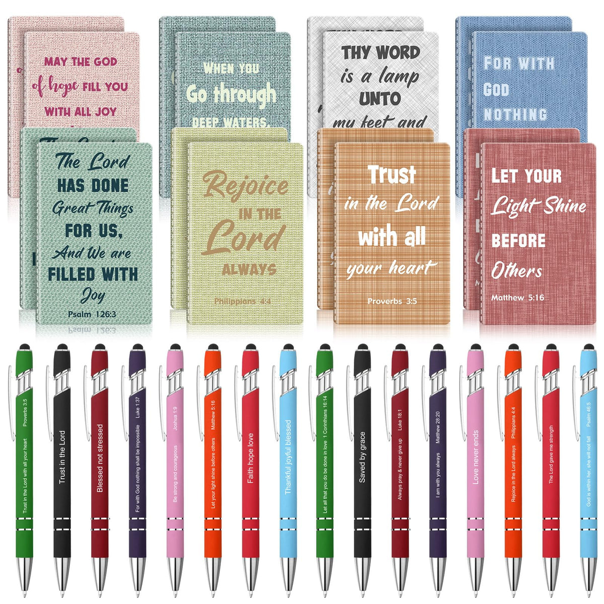 Funrous 32 Pcs Motivational Quote Pens Inspirational Notepads Mini Journal with Ballpoint Pen Small Notebooks Gift for Men Women Coworker Adult Party Favors Prize Teacher Student Office(Texture)