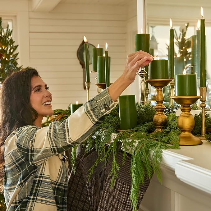 Thymes Frasier Fir Scented Candles for Home Decor - Green Pillar Candles for Women & Men - Place on Candle Holder - Luxury Home Fragrance Gifts - Large (3" x 6" Pillar)