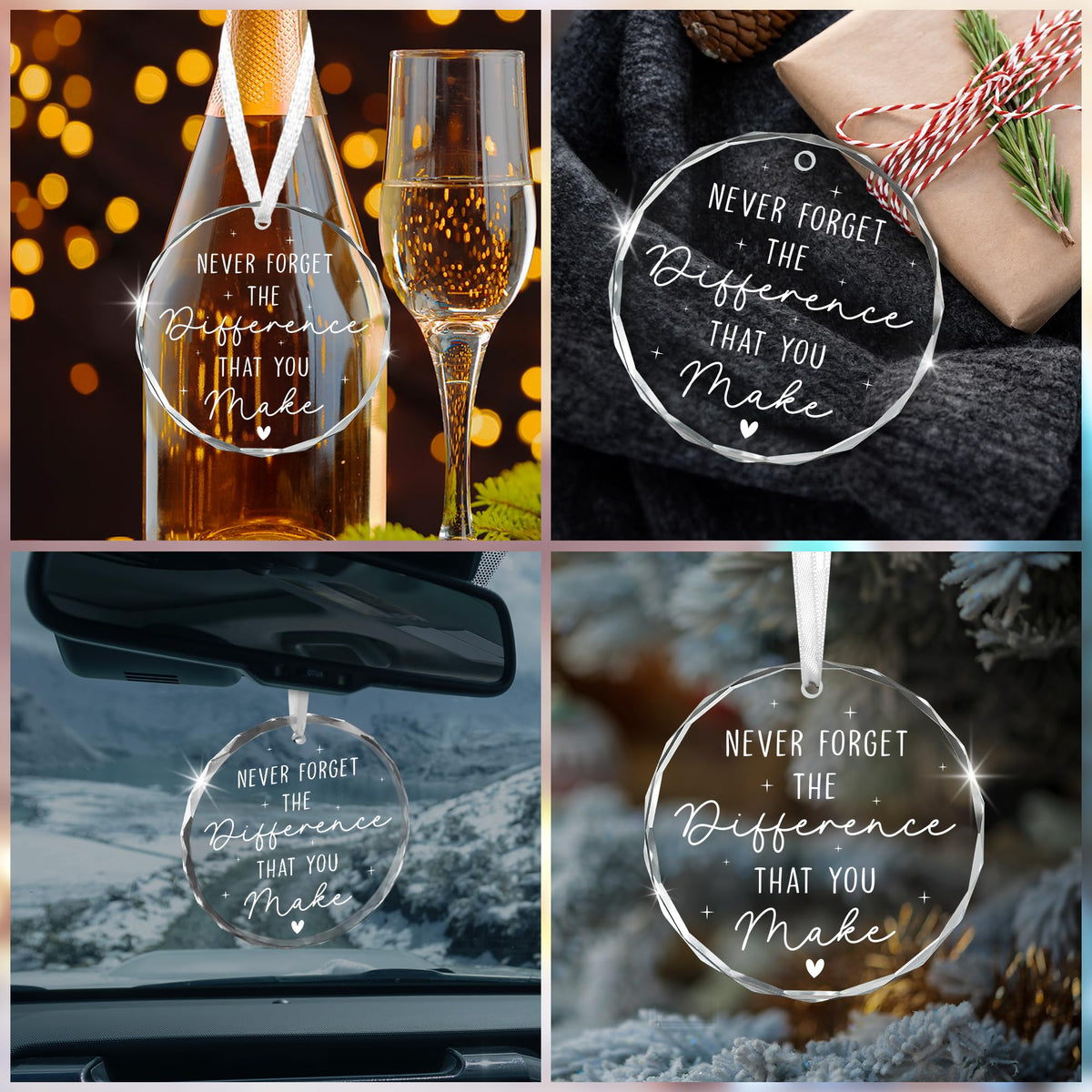 OASSIE Christmas Thank You Gifts for Women - Glass Christmas Ornaments 2025 for Tree Decorations - Appreciation Retirement Thanksgiving Gifts for Women Boss Coworker Teacher Nurse Friend