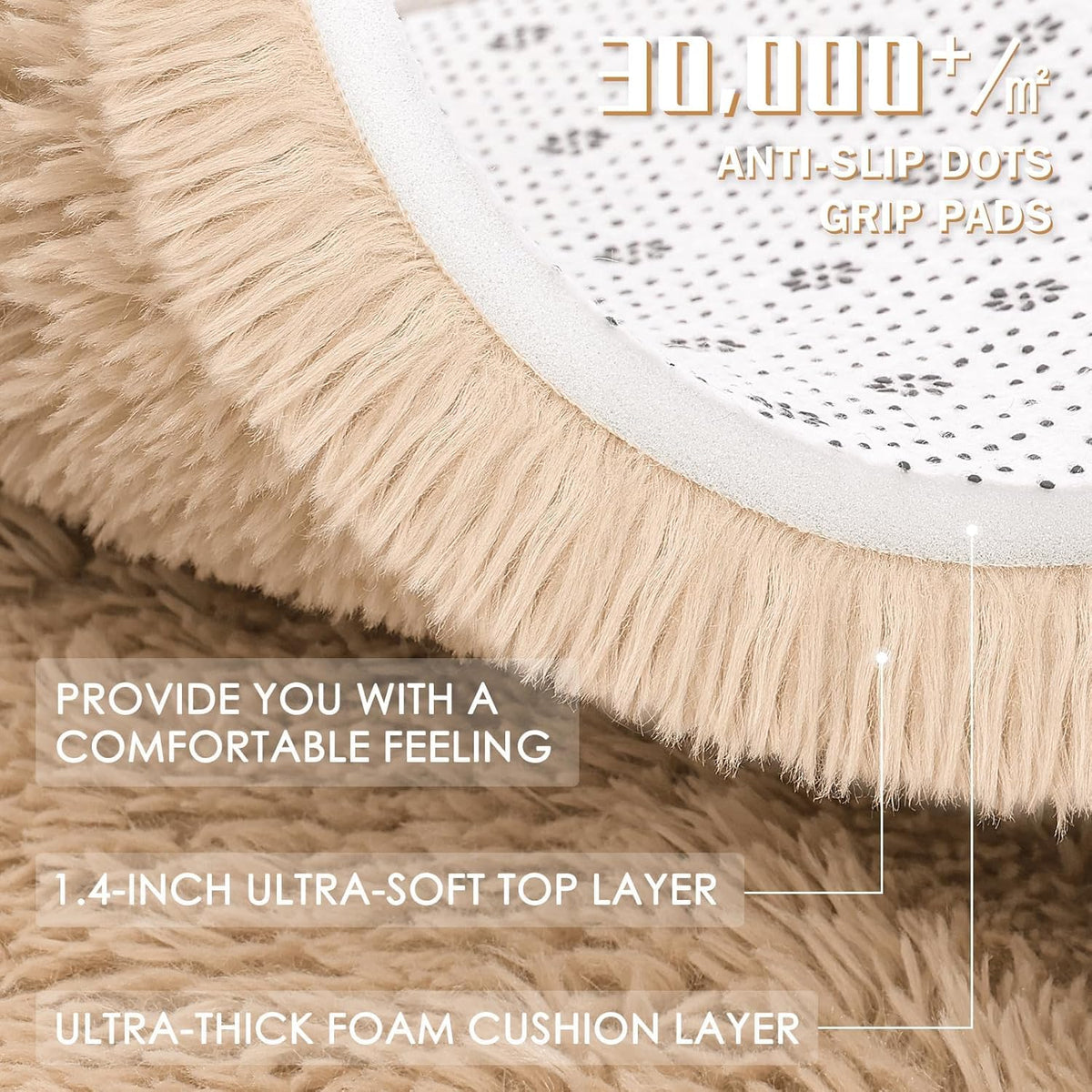 OLANLY Large Area Rug - Soft Fluffy Shaggy Indoor Carpet for Living Room & Bedroom | 6x11 ft, Beige