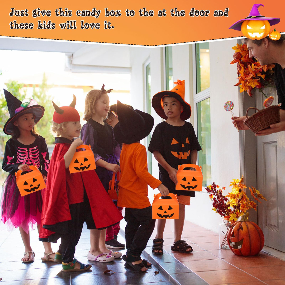 Lincia 50 Pcs Halloween Treat Boxes Candy Boxes Cardboard Pumpkin Box Set Holiday Goodie Bags Bulk for Halloween Birthday Party Treat Cookies Party Favors