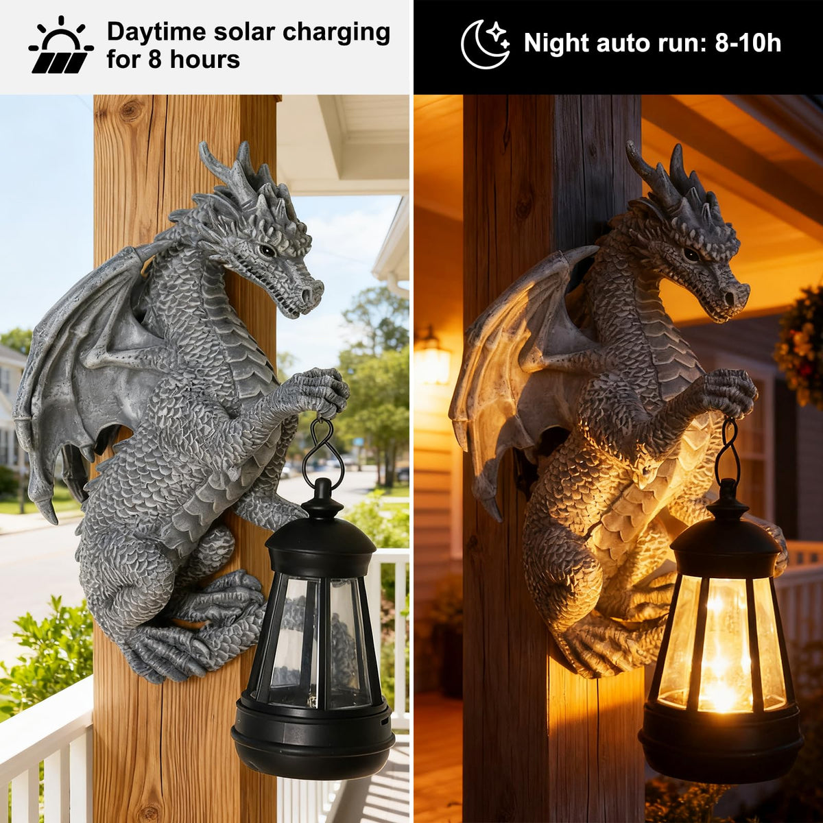 Garden Statues Tree Hugger Dragon - Halloween Dragon Statue Solar Lights Outdoor Patio Wall Decor,Christmas& Mothers Day&Birthday Gifts for Grandma Mom Women,Ideas Arts Crafts Waterproof Resin Lantern