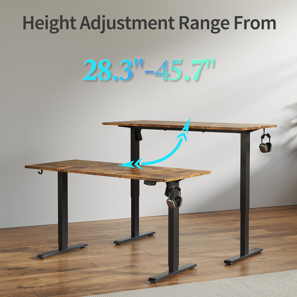 Agilestic Electric Standing Desk, 48 x 24 Inches Height Adjustable Desk, Sit Stand up for Work Office Home, Ergonomic Rising Computer Table with Memory Preset, Rustic Brown
