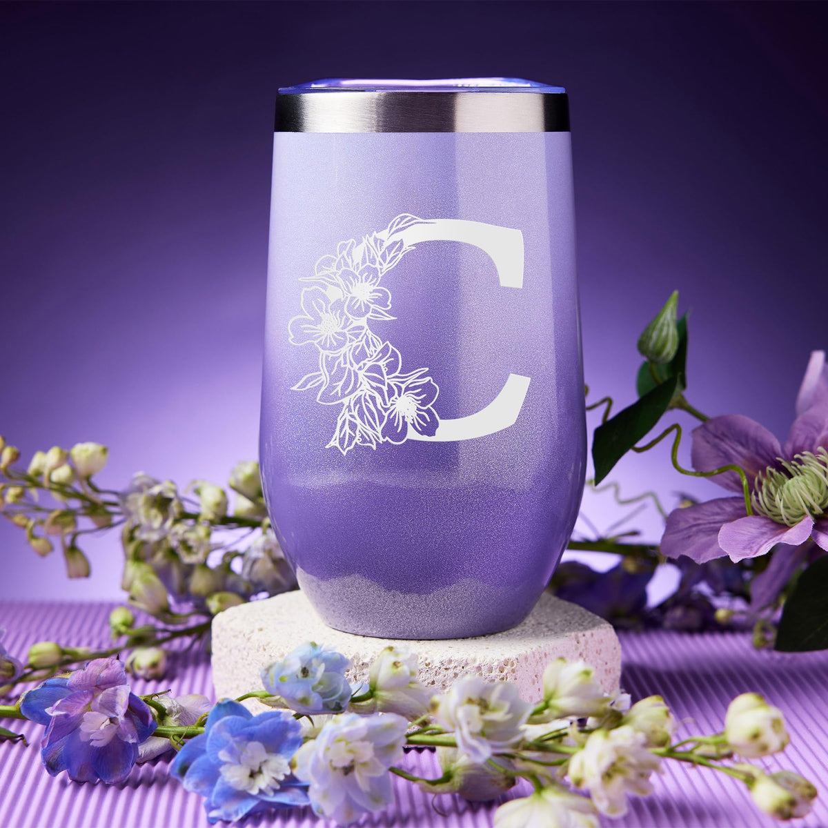 Gifts for Women, Mom, Wife, Girlfriend, Sister, Friends Her - Unique Birthday, Christmas, Valentine's Day, Mothers Day Gifts, Wedding Gift - Initial Lavender Spa Gift Basket Box (C)