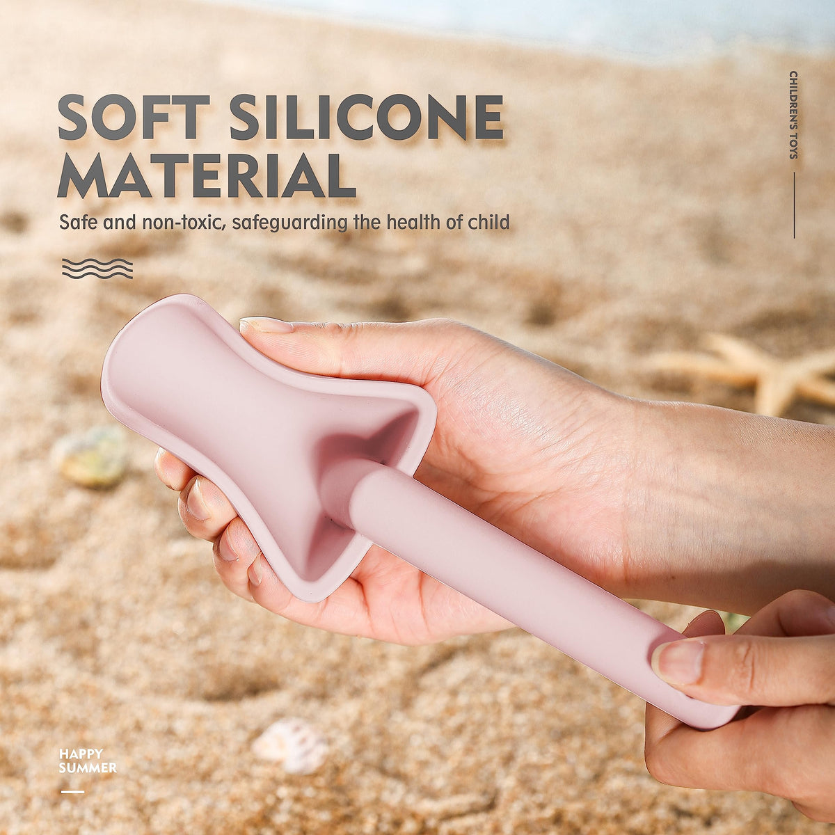 MarcZero 11Pcs Silicone Beach Toys,Modern Baby Beach Toys,Travel Friendly Beach Set,Silicone Bucket, Shovel, 8 Sand Molds, Beach Bag,Silicone Sand Toys for Toddlers, Kids (Pink)