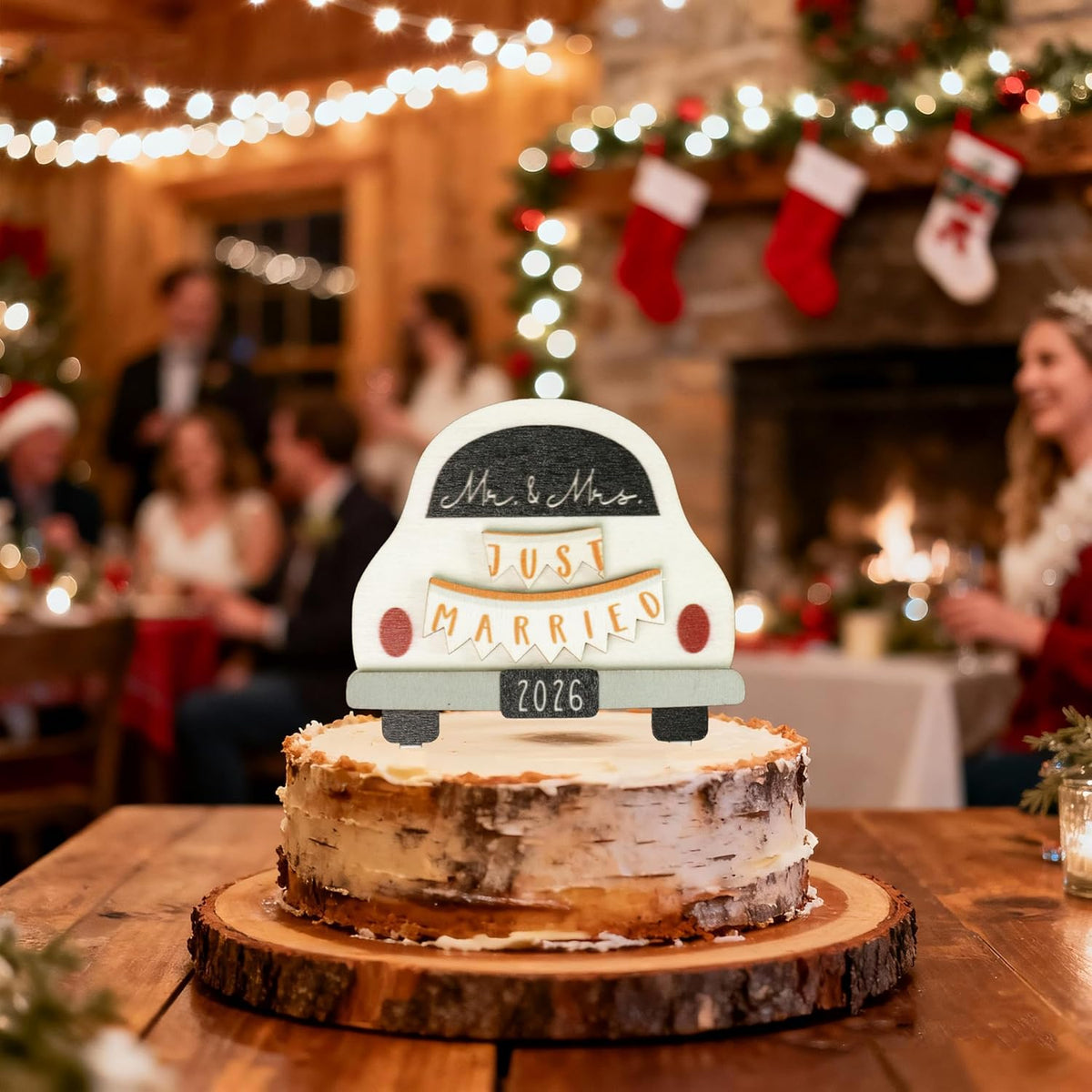 Wooden Wedding Cake Topper - Rustic Mr & Mrs 2026 Just Married Sign | Perfect Bridal Shower Decoration