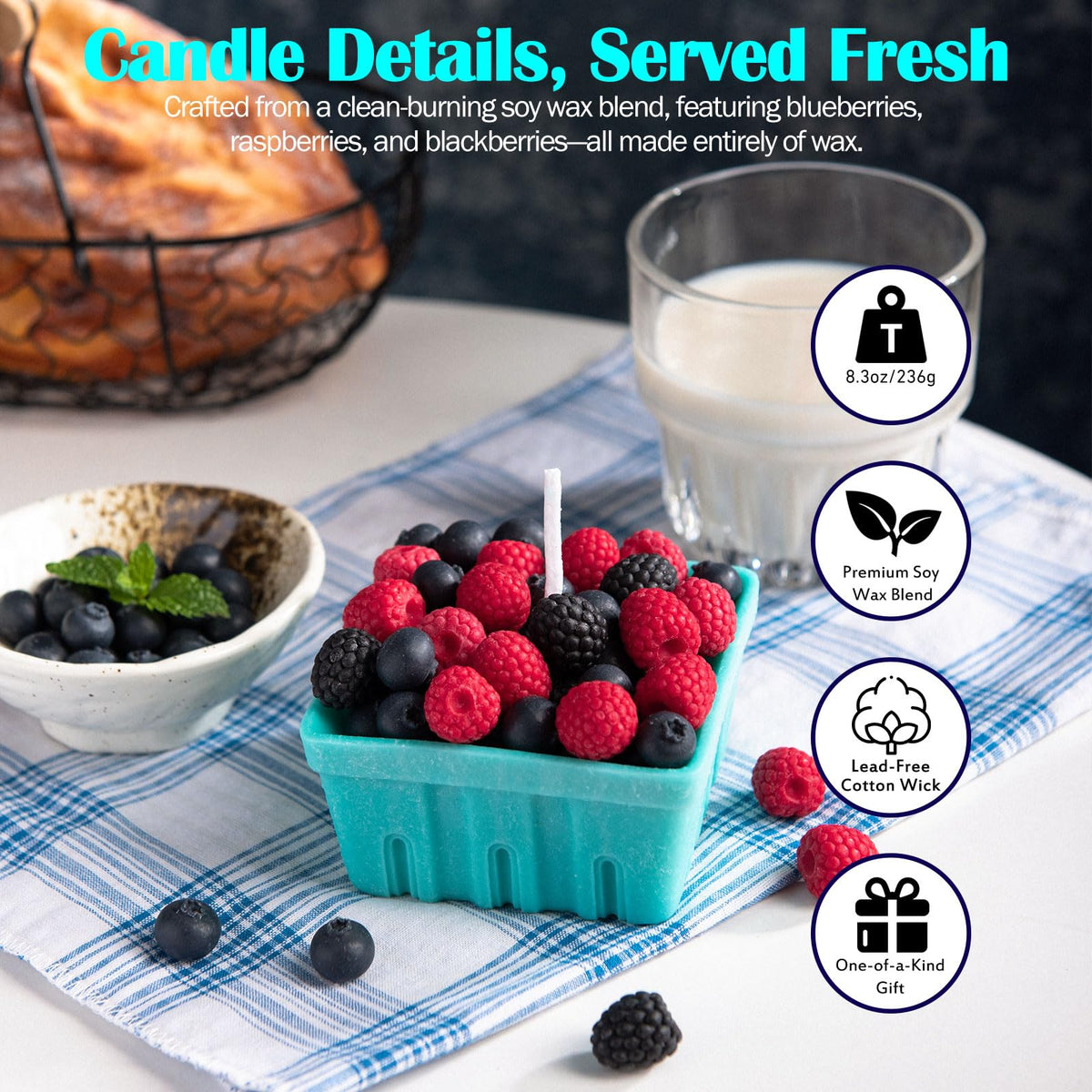Berry Basket Candle Vegetable Wax Candle