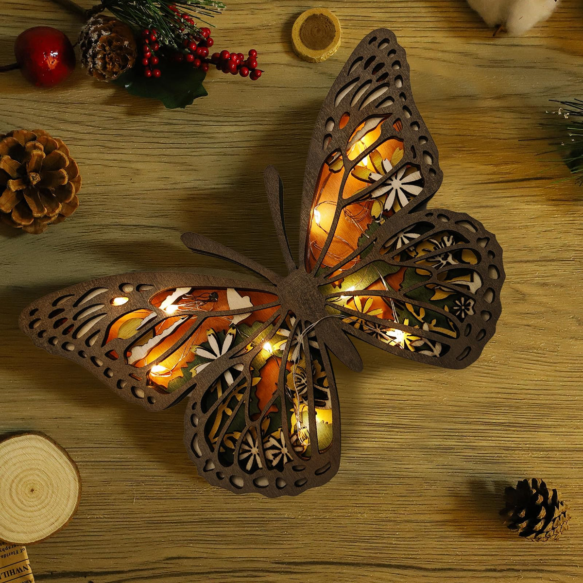 Laozai Wooden Forest Animals Butterfly Decor Cabin Rustic Decor Wall Decor for Bedroom Living Room Table Decorative