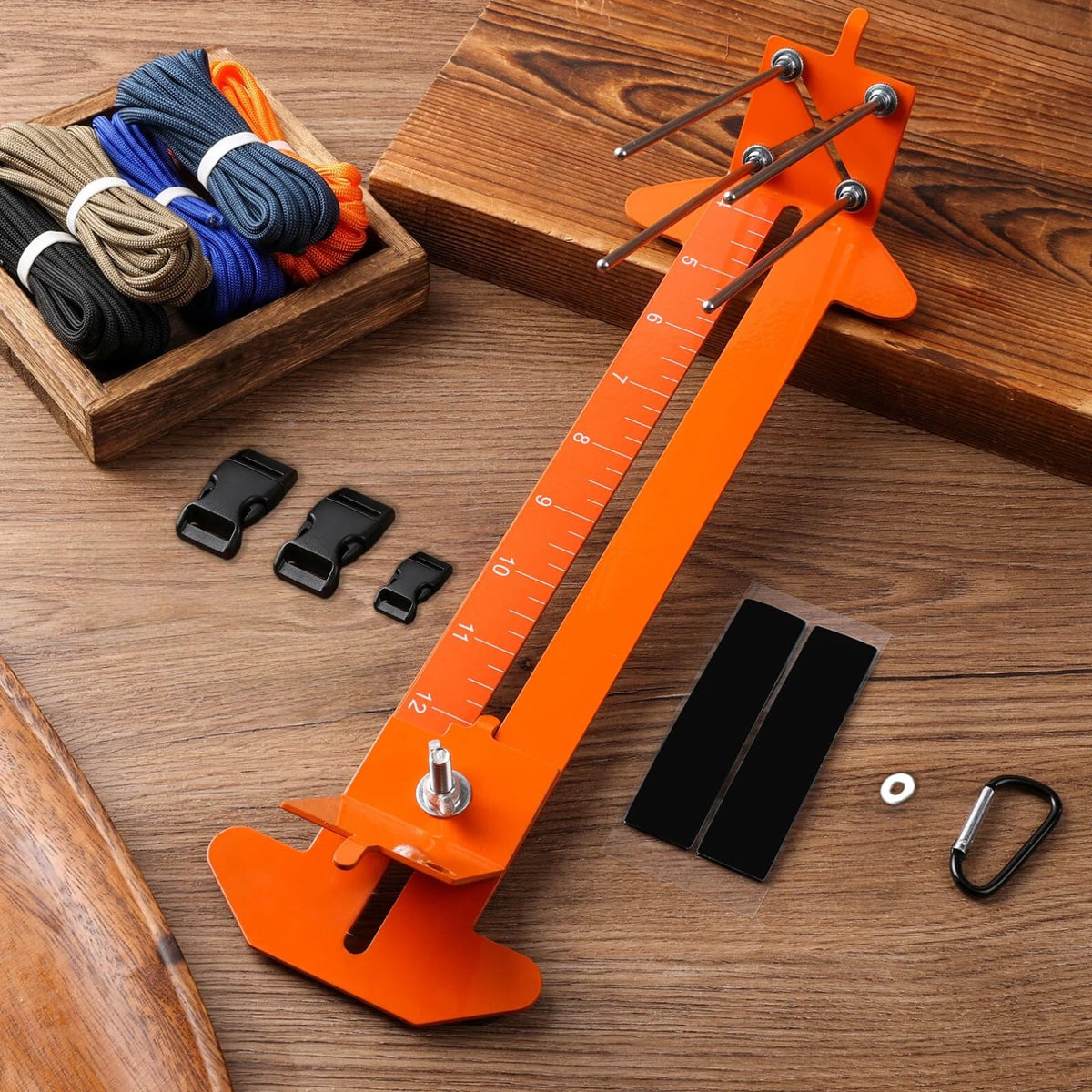 KOKKOYA Paracord Jig Tools Bracelet Making Kit Accessories Adjustable Paracord Jig Kit with 2 Cords and 3 Buckles Bracelet Adjustable Length 4" to 13" (Kahki)