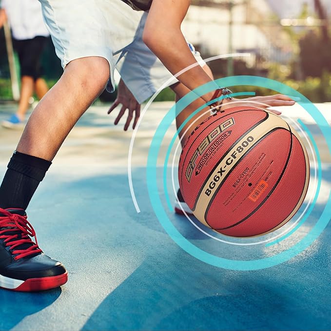 Training Soft Touch Rubber and Faux Leather Fighting Basketball, High Bounce Indoor Outdoor Basketball Gift
