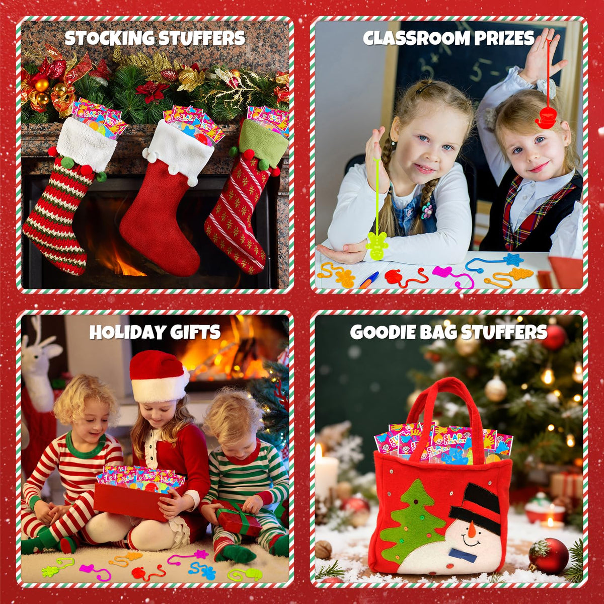 Christmas Goodie Bag Stocking Stuffers for Toddlers 30-100 PCS, Xmas Sticky Hands Party Favors for Kids, Holiday Classroom School Prize Toys Gifts for Student, Christmas Pinata Treat Bag Filler