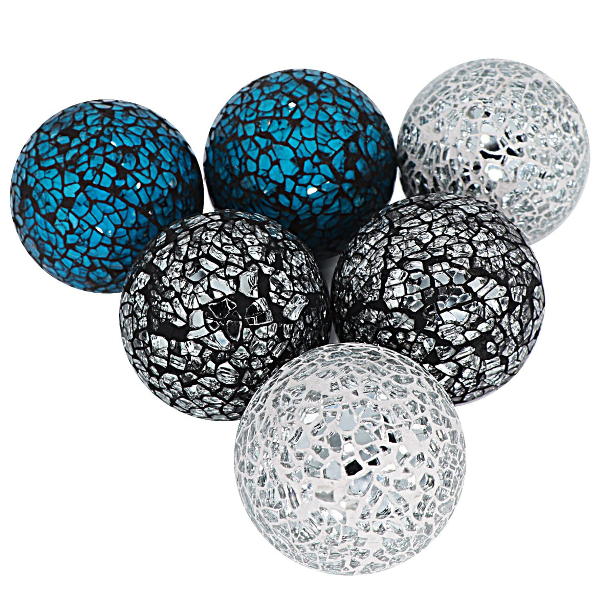 Kunjocy 6 Pieces Decorative Glass Balls 2.4" Small Mosaic Sphere Decorative Orbs Centerpiece Balls for Bowls, Vases, Dining Table Decor, Diameter 2.4 Inches (B, 6)
