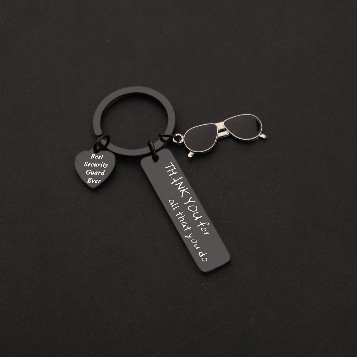 TIIMG Security Guard Gift Keychain - Thank You For All That You Do (Black)
