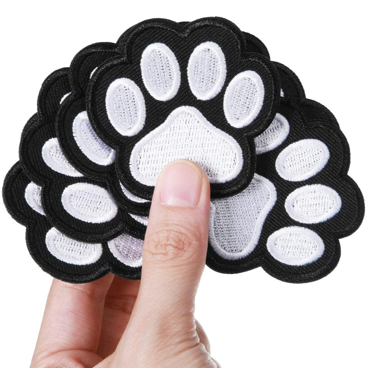 Waydress 24 Pcs Iron on Patches Paw Print, Iron/sew on Patches for Clothing, Cute Paw DIY Decoration or Repair Fabric Embroidery Stickers for Dresses Backpacks Jean T-Shirt Cap Shoe(White,24 Pcs)