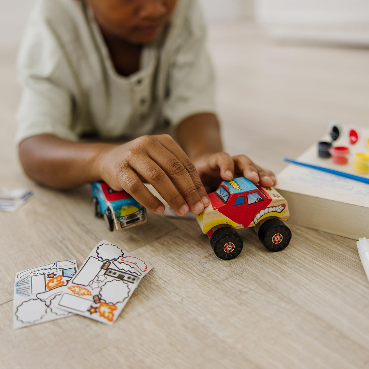 Melissa & Doug Decorate-Your-Own Wooden Craft Kits Set - Race Car and Monster Truck