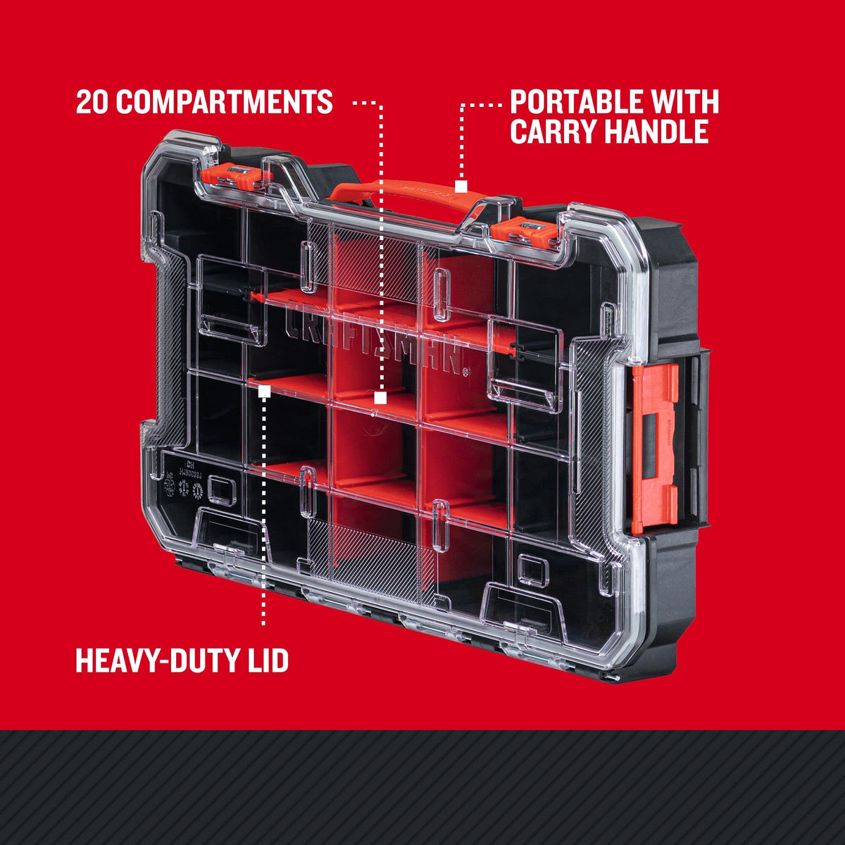 CRAFTSMAN VERSASTACK Storage Organizer, Small Parts Organizer, 20-Compartments, Lid Includes Secure Latch (CMST17828)