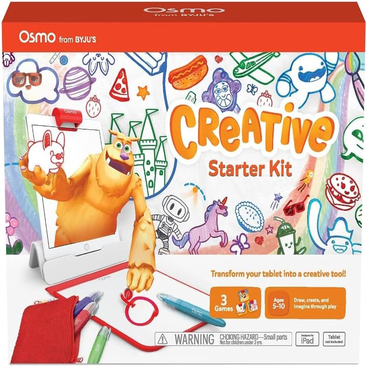 Osmo - Creative Starter Kit for iPad - 3 Educational Learning Games - Creative Drawing & Problem Solving/Early Physics - STEM Toy Gifts for Kid, Boy & Girl - Ages 5-10 (Osmo Base Included)