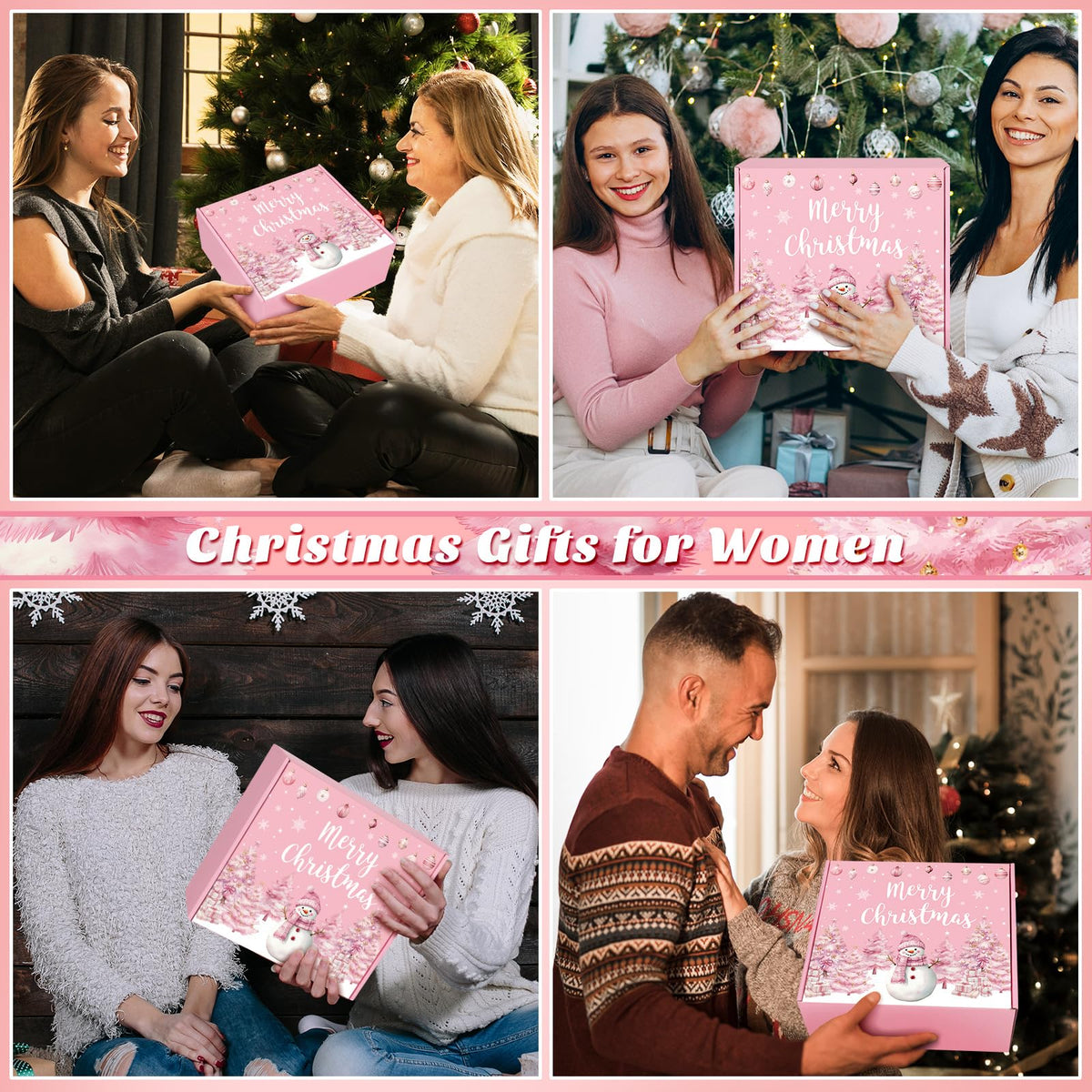 Christmas Gifts for Women Pink, Womens Christmas Gift Set 2025, Xmas Gifts Baskets, Snowman Presents for Women, Coworkers, Teacher, Sister, Mom, Wife, Friend, Secret Santa Gift