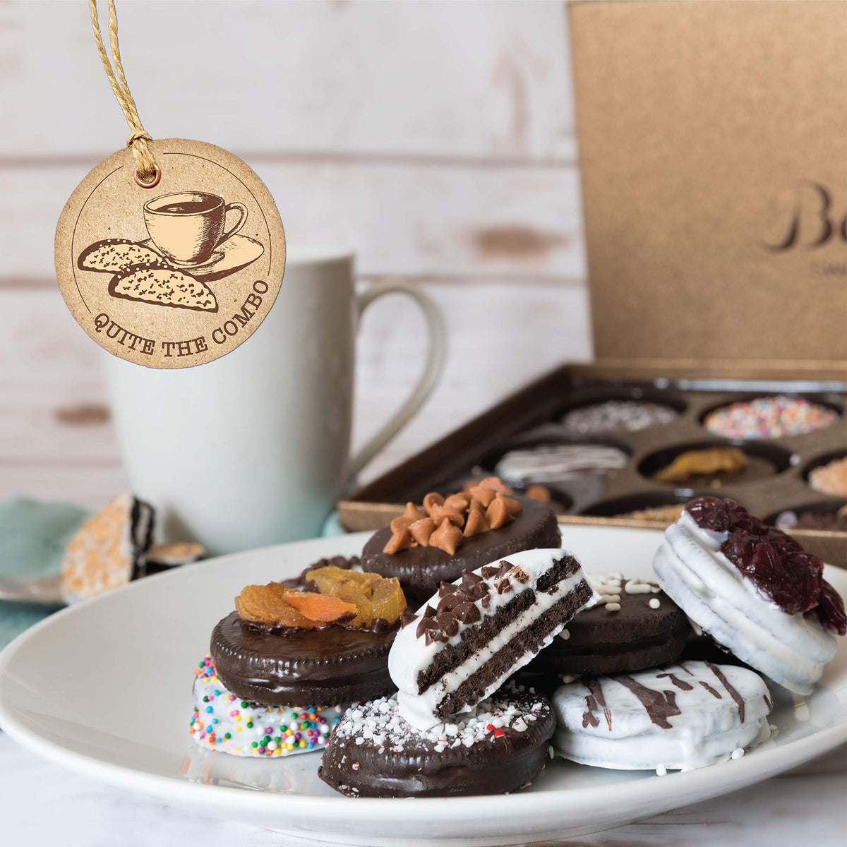 Barnetts Mothers Day Gift Basket, 12 Chocolate Covered Cookies Gourmet Candy Box Baskets for Mother, Mom, Grandmother, Grandma, Prime Food Delivery, Gifts for Him, Her, Wife, Sister, Daughter, Women
