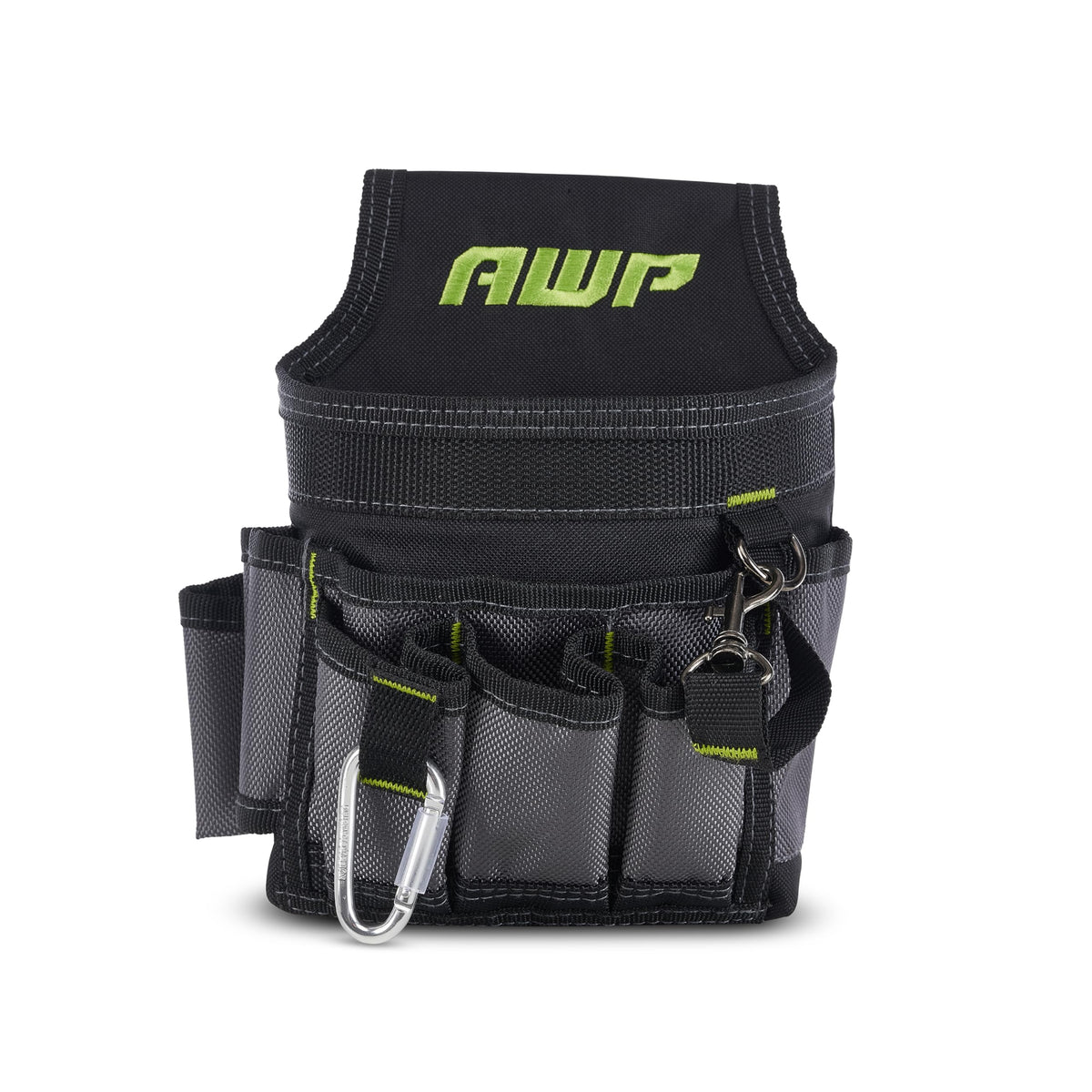 AWP Ballistic Nylon Mini Tool Pouch Multi-Pocket Organizer for Electricians, Professional Tool Box for Efficient Organization, Black/Gray | 1L-23021-2