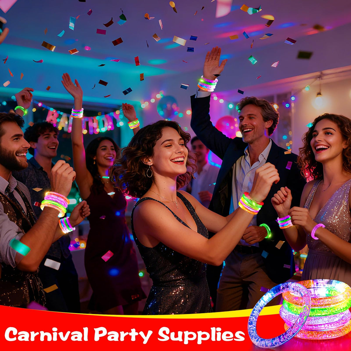 20 Pack LED Glow Bracelets Party Favors for Adult Glow in The Dark Party Supplies, LED Bracelet Light Up Toys Neon Birthday Wedding Gifts, Goodie Bags Stuffers, Classroom Games Prizes Patriotic