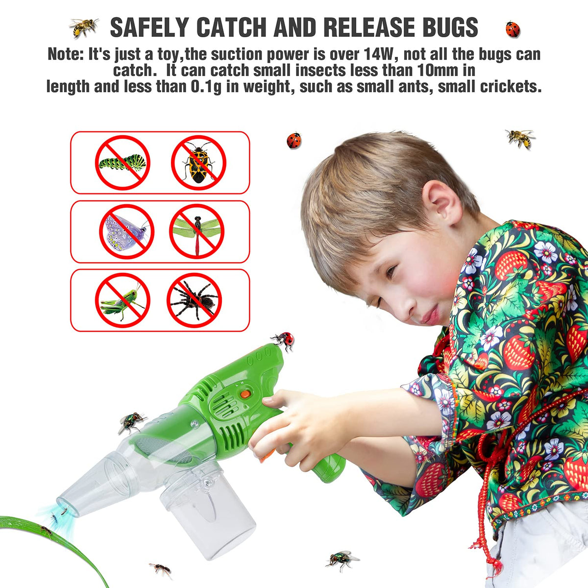 PLAY Bug Vacuum for Kids,Bug Catcher kit for Kids,Eco-Friendly Bug Suction Toy Vacuum with Magnifying Glass Viewing Chamber, for Boys Age 4+