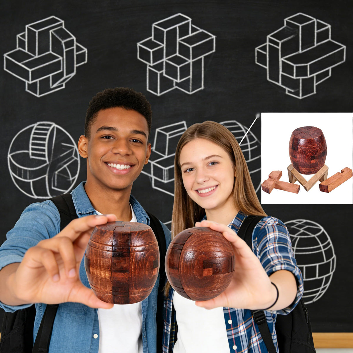 RICHOOSE Wooden Brain Teaser Puzzles for Adults - Challenging 3D IQ Logic Games for Teens 14+, Stress Relief Desk Toys & Office Decor, Unique Gifts for Men, Women, Seniors (Barrel)