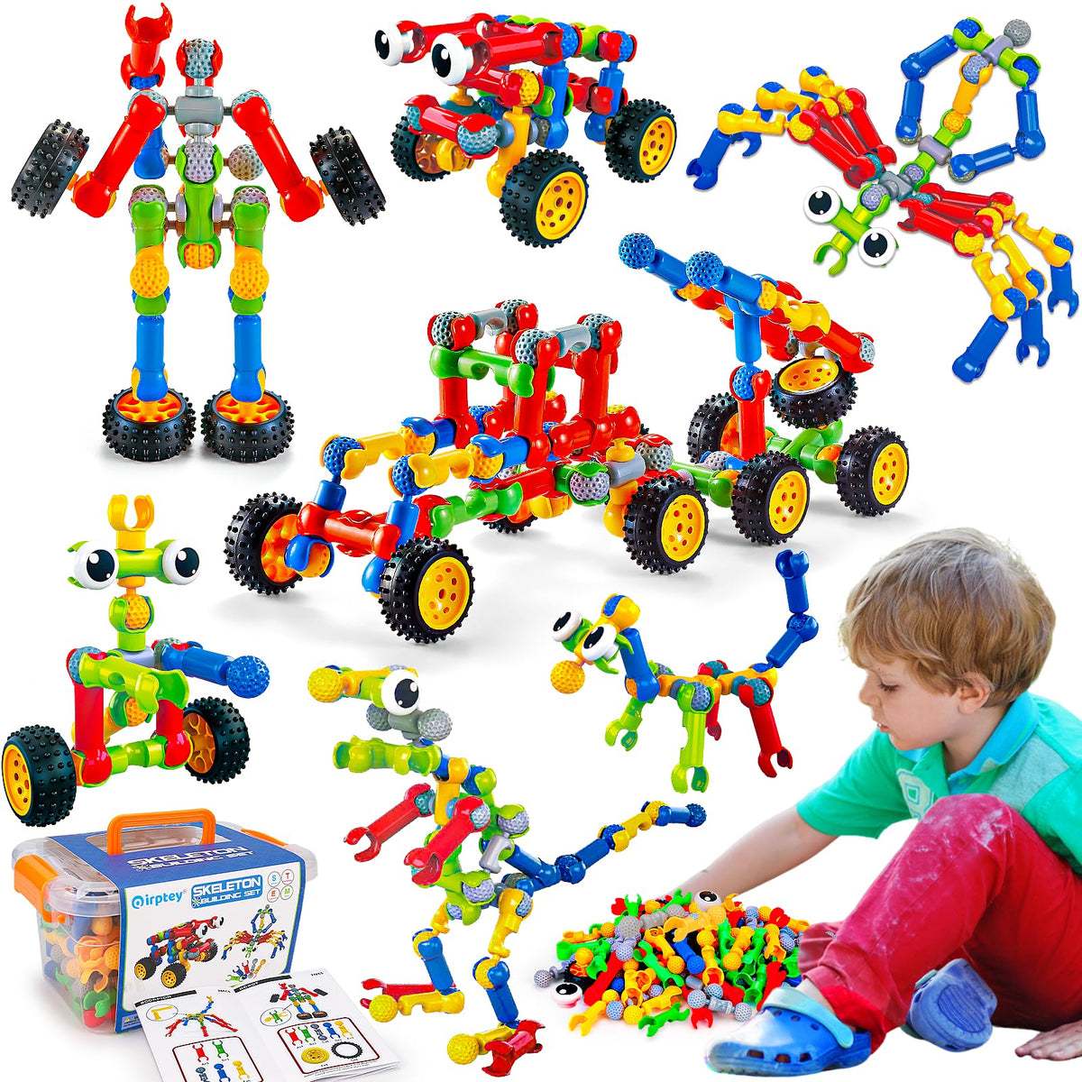 Kids STEM Building Toys for 3 4 5 6 7 8+ Year Old Boy Girl Birthday Gift, 125 Pcs Preschool Classroom Educational Building Blocks Stem Kits Activities Ages 3-5 4-8 5-7 6-8 Engineering Creative Games