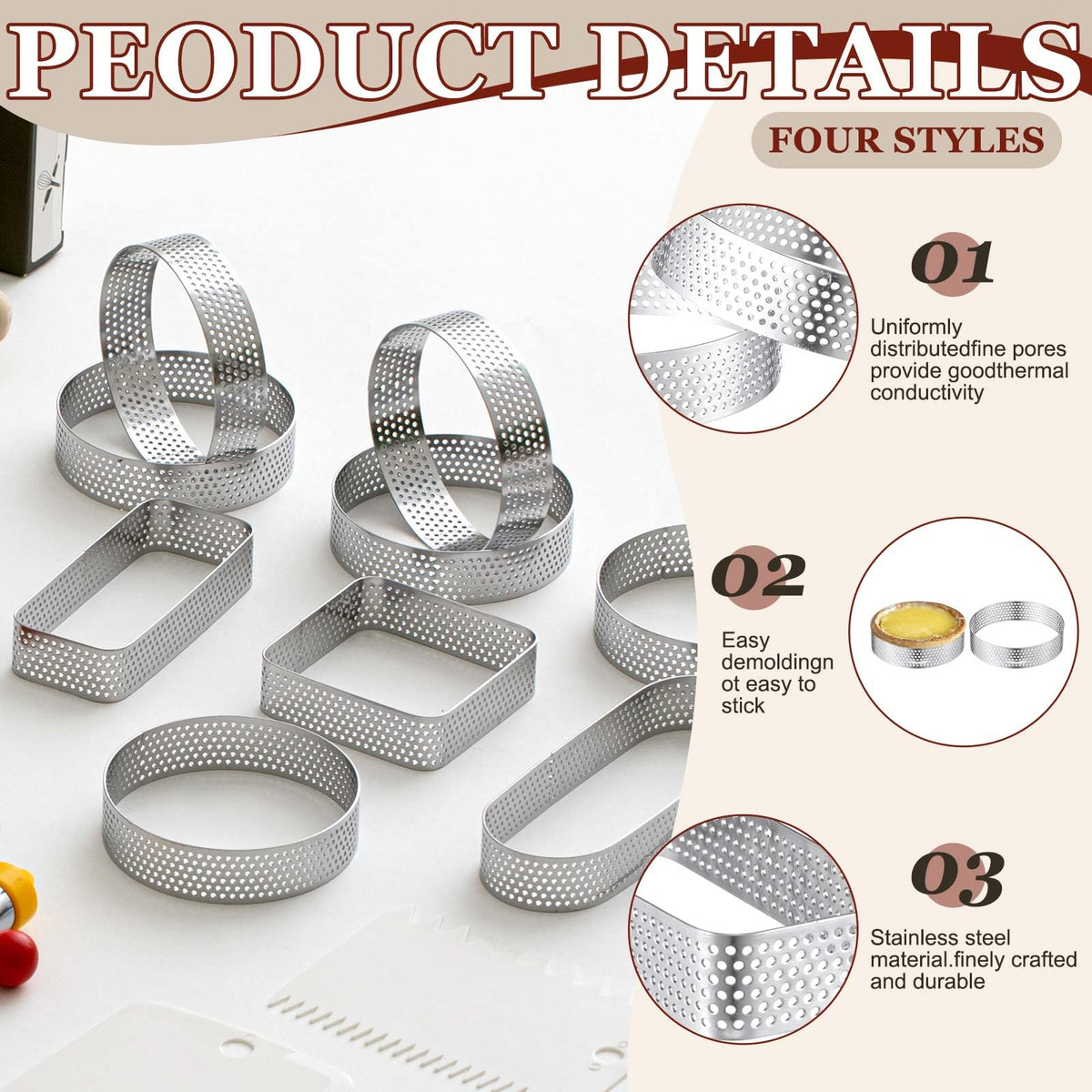 Teenyyou French Tart Baking Kit for Adults, Parisian Cooking Tools for Pastry Dessert, Christmas Baking Gifts for Women Men Beginners, Perforated Tart Rings Mat Pastry Making Kitchen Cooking Supplies