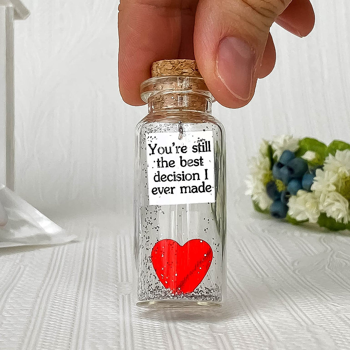Anniversary Present for Her & Him, Romantic Gift to Boyfriend & Girlfriend, Message in Bottle I Love You Gifts Wife Husband ((01) Heart - You're Still the Best Decision I Ever Made, Gift Bottle)