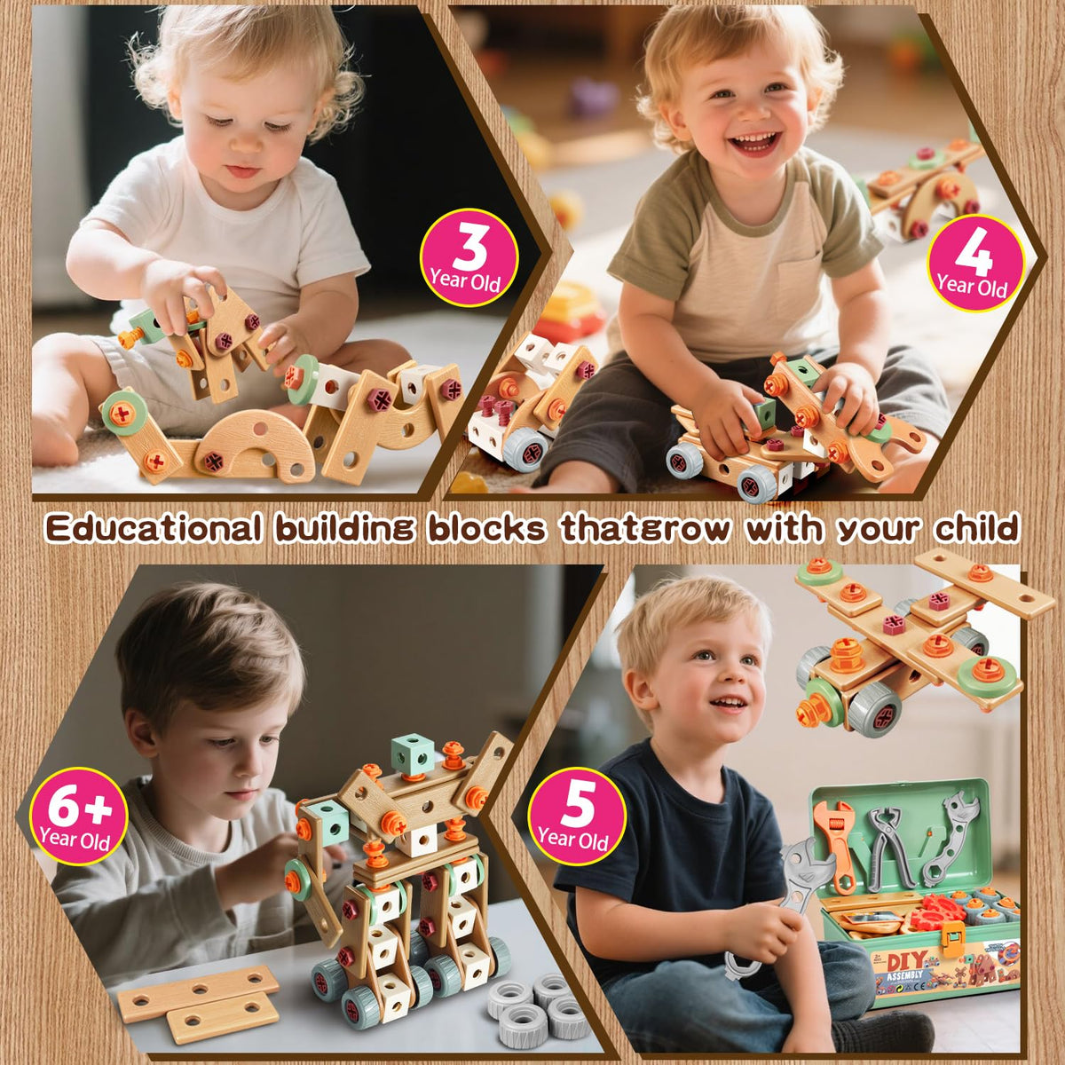 Kids Tool Set with Drill,148Pcs Toddler Tool Set with Toolbox,STEM Montessori Toys for 3 4 5 Year Old,Pretend Play Kid Toy,Educational Construction Toy for 3-5 Year Old Boy Girl,Birthday Gift for Kids