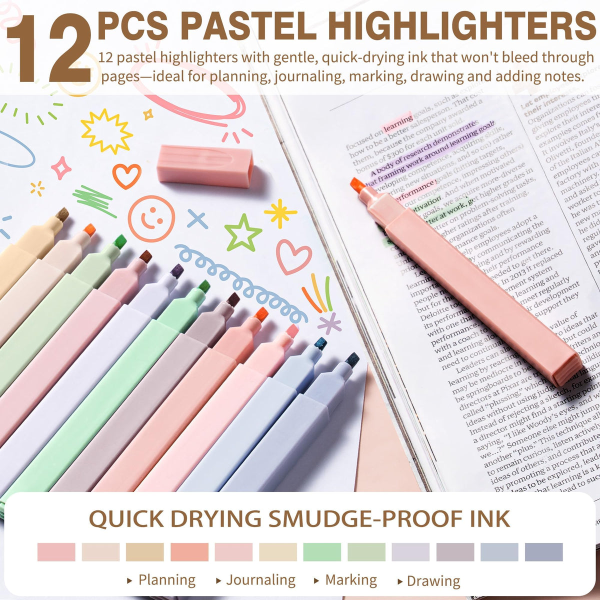 62PCS Aesthetic School Supplies with Cute Pencil Case, Pastel Highlighters Black Ink Gel Pens Mechanical Pencils Kit, Back to School Supplies College Essentials Preppy Stationary Set for Student Girls