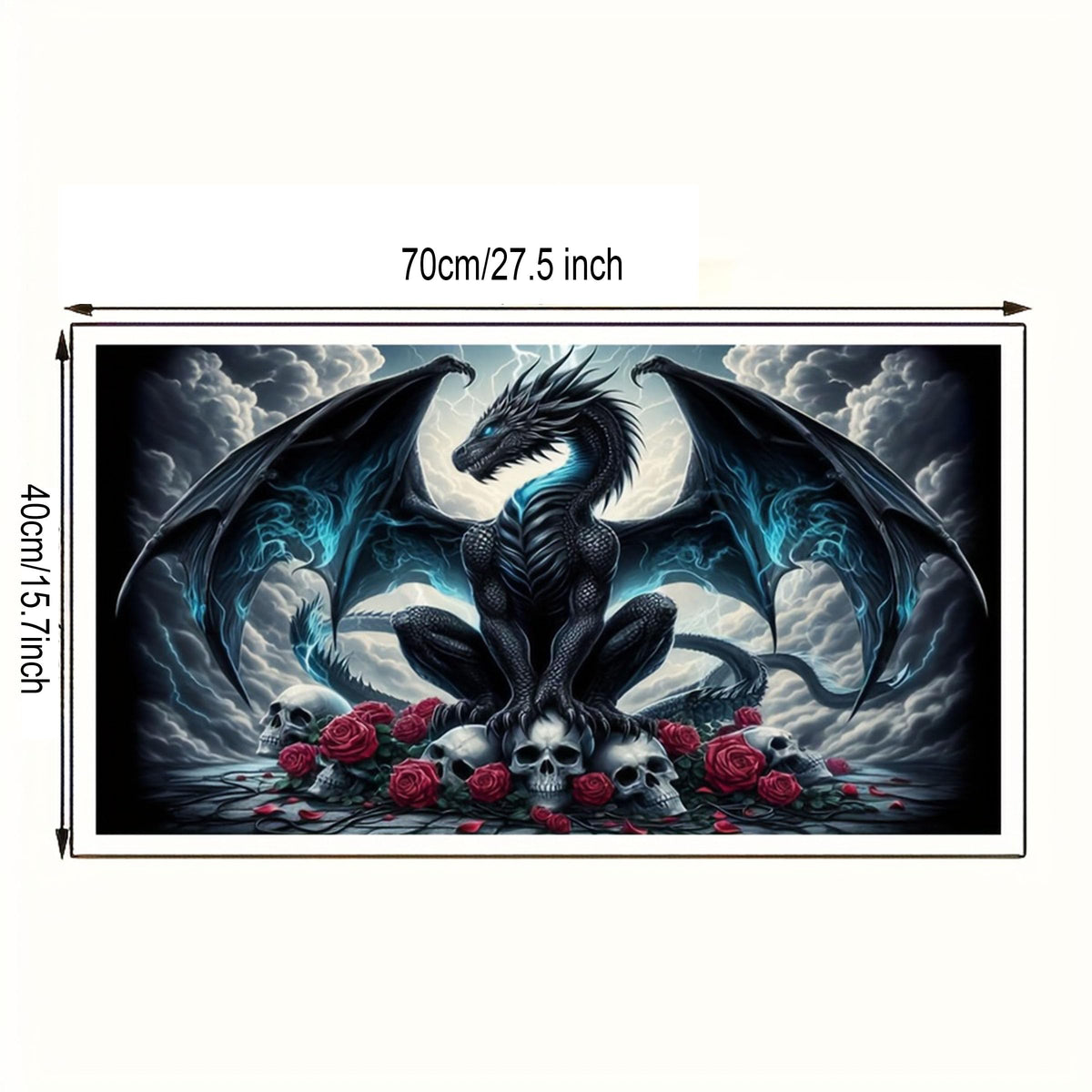 KUFWKEY 5D DIY Dragon Diamond Painting Kits for Adults,Fantasy Animal Art,Skull Gothic Art,Full Round Diamond Art Kits,Diamond Mosaic Emboridery for Home Decor,Big Size 27.5 x 15.7 inches