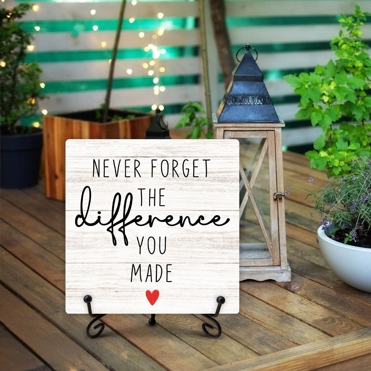 Inspirational Office Gifts for Women, Difference Maker Desk Decor, Never Forget The Difference You Made Wooden Sign, Birthday Gifts for Men Friends Coworkers, Motivational Office Decor, 5"x5"-A16