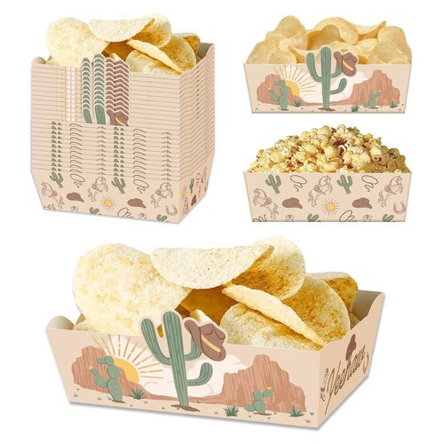LeerooDecor 24 Pcs Western Theme Food Trays Cowboy Birthday Party Decorations Western party Decorations Yeehaw Western Baby Shower Favors