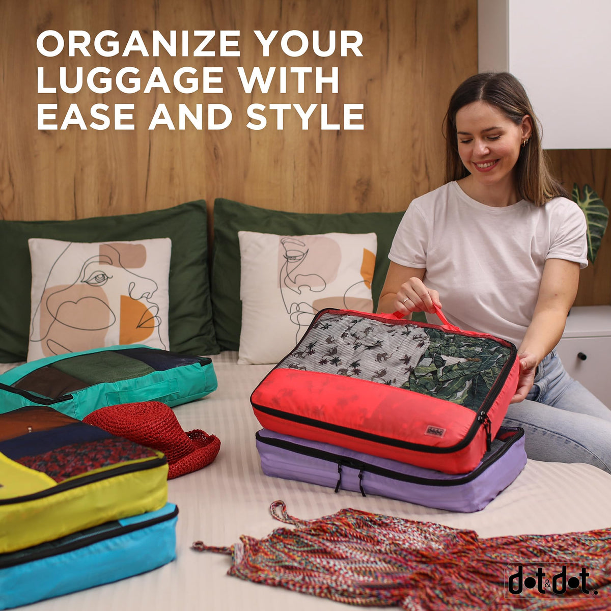 Large Packing Cubes for Travel - 5pc Packing Cubes for Suitcases - Lightweight Luggage Organizer Bags (Non-Compression)