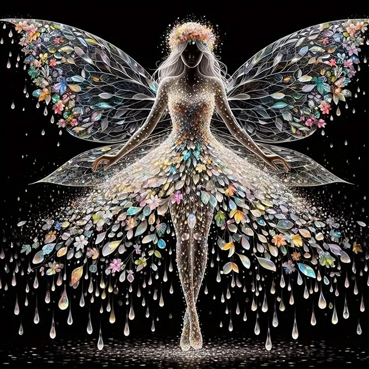 ZHUDENGXJL 5D Diamond Painting Kits for Adults,Colourful Angel Wings Fairy Diamond Art Kits for Adults,DIY Full Drill Diamond Dot Gem Art Kits for Adult Beginners,Wall Home Decor 12 X 12inch