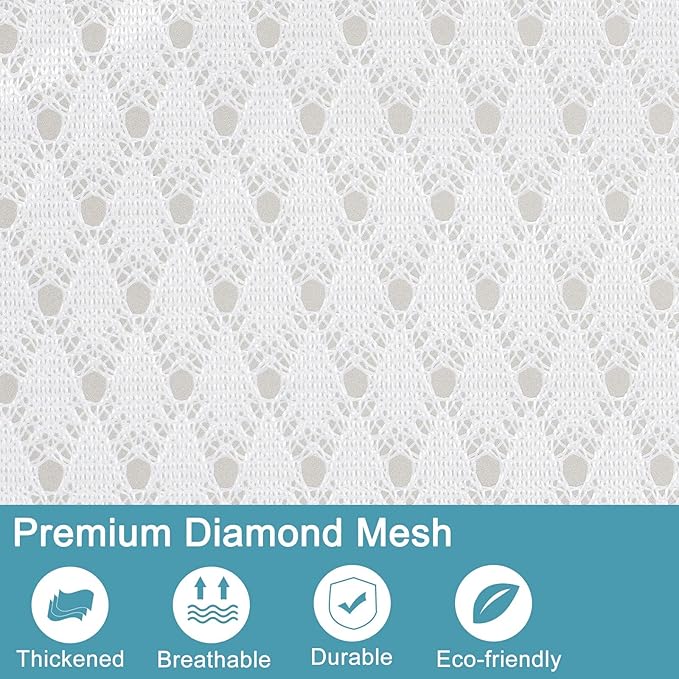 Polecasa Diamond Mesh Laundry Bags, 2Pcs 24 x 36 inches Heavy Duty Mesh Laundry Bag with ID Tag and Drawstring Closure, Large Laundry Hamper Liner, Laundry Bag for Travel, Sports, Dorms (White)