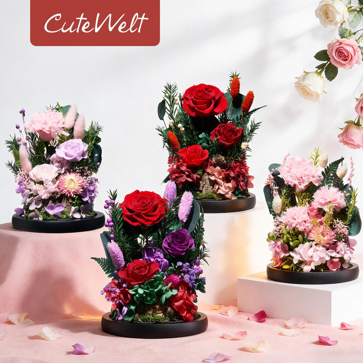 CuteWelt Preserved Roses,Forever Fresh Flowers 7.48in,Gift for Women,Mom,Grandma,Wife,Girlfriend,Sister,and Daughter Perfect for Birthday,Mother’s Day,Valentine’s Day (True Romance1)