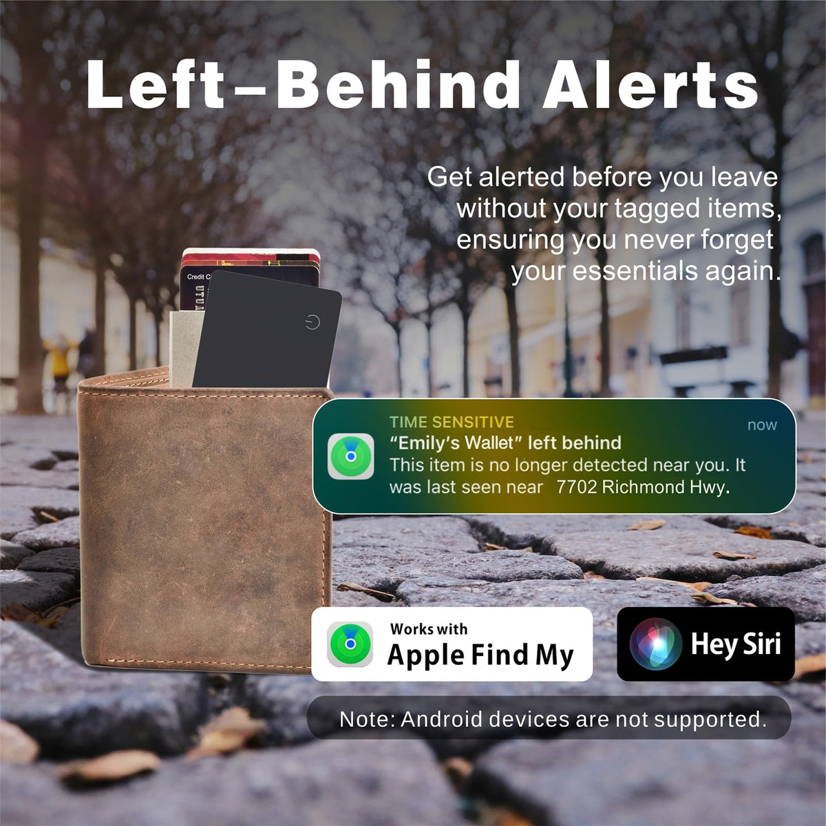 Wallet Tracker Card, Apple Find My Compatible (iOS Only), Slim Smart Bluetooth Tracker, Rechargeable Item Locator for Keys & Luggage, IP68 Waterproof, Gift for Men & Women