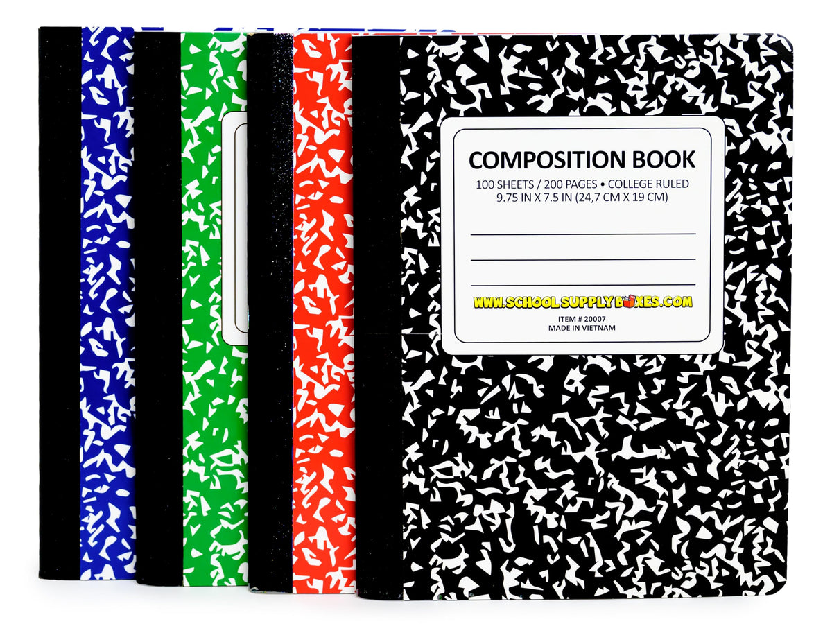 High School Writing Bundle | 1 Box - 51 Pieces per Box | School Supply Boxes - Back to School Essentials | Includes Composition Books, Loose Leaf Paper, Index Cards, 12 ct. Pens & More