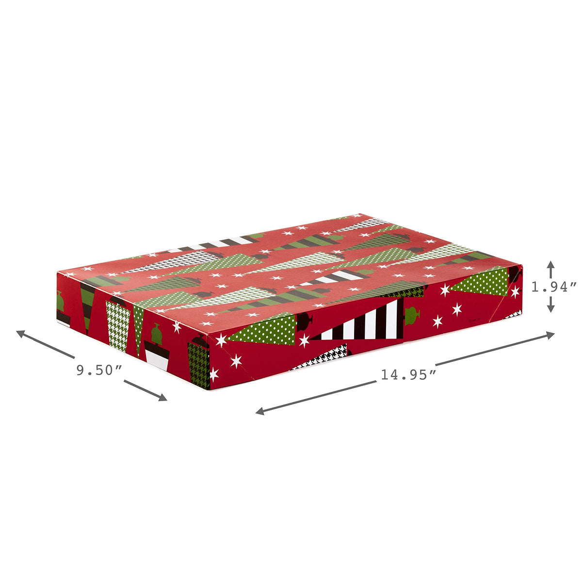 Hallmark Medium Christmas Gift Boxes with Lids (12 Shirt Boxes, 4 Designs: Trees, Stripes, Snowmen, Holly) for Christmas, Holiday Parties, Hostess Gifts