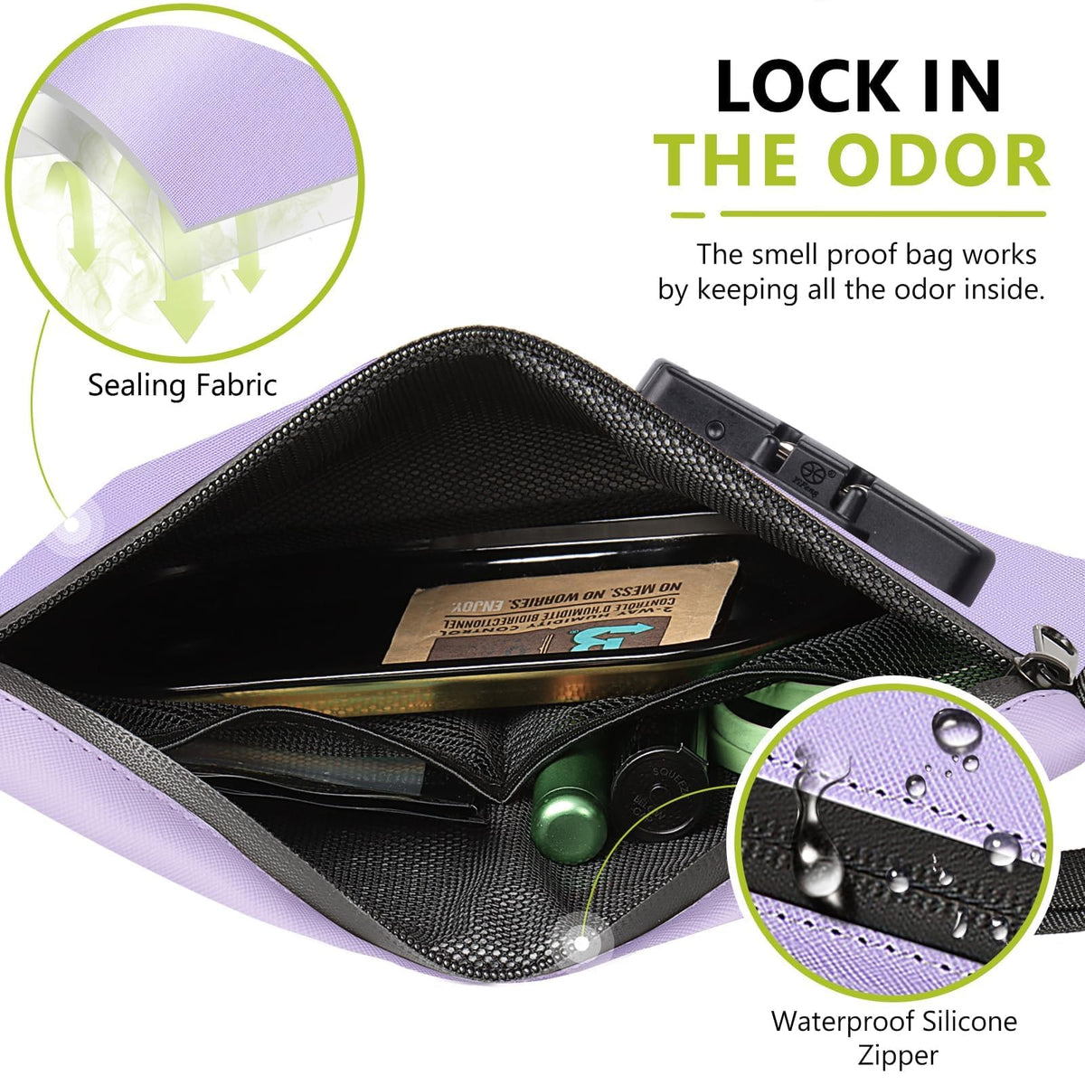 OZCHIN Smell Proof Bag with Combination Lock 10 X 7 inchs Locking Bag PU Leather Waterproof Lockable Case Great Gift Ideal
